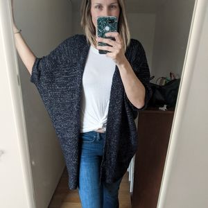 Reitmans Oversized Navy/White Sweater Cardigan